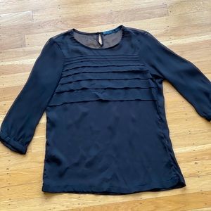 Zara Basic | Black Sheer Blouse w/ Ruffle Dtl | S